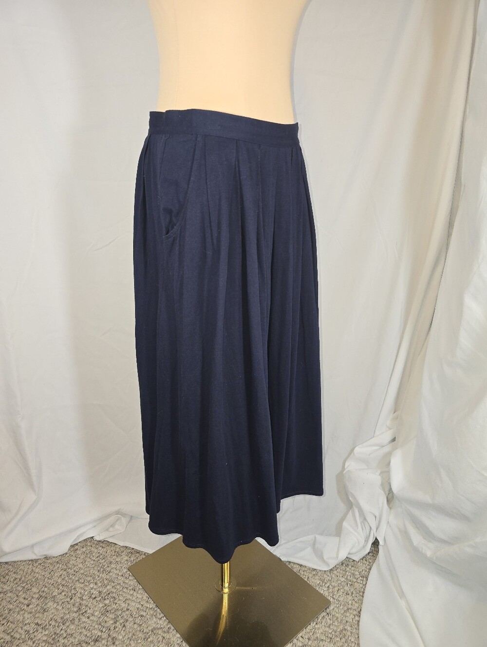 United Colors Of Benetton Navy Pleated Midi Skirt
